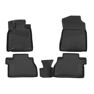 Toyota Tundra Floor Mats - Front + Rear - Omac - Rubber TPE - Black - 2014-2021
